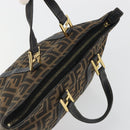 FENDI Zucca Canvas Hand Bag Black Brown Auth 192986-6