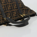 FENDI Zucca Canvas Hand Bag Black Brown Auth 192986-7