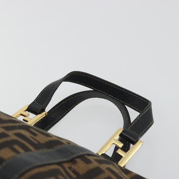FENDI Zucca Canvas Hand Bag Black Brown Auth 192986