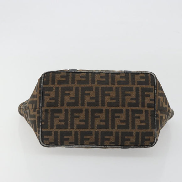 FENDI Zucca Canvas Hand Bag Black Brown Auth 192986