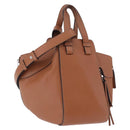 LOEWE Hammock Small Hand Bag Leather 2way Brown Silver Auth 192988A-1