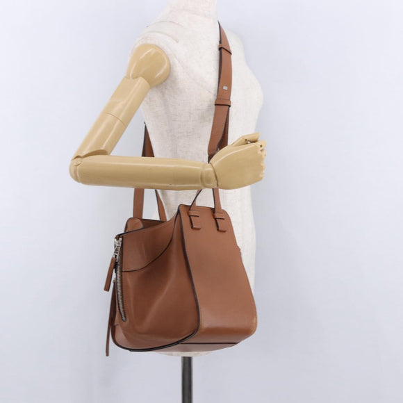 LOEWE Hammock Small Hand Bag Leather 2way Brown Silver Auth 192988A