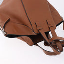 LOEWE Hammock Small Hand Bag Leather 2way Brown Silver Auth 192988A-7