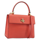 CELINE Hand Bag Leather 2way Red Gold Auth 192995-1