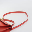 CELINE Hand Bag Leather 2way Red Gold Auth 192995-15
