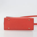 CELINE Hand Bag Leather 2way Red Gold Auth 192995-5