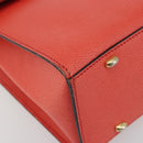 CELINE Hand Bag Leather 2way Red Gold Auth 192995-17