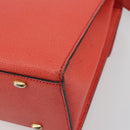 CELINE Hand Bag Leather 2way Red Gold Auth 192995-18