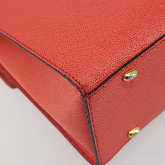 CELINE Hand Bag Leather 2way Red Gold Auth 192995