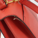 CELINE Hand Bag Leather 2way Red Gold Auth 192995-9