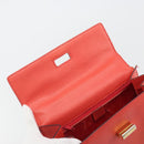 CELINE Hand Bag Leather 2way Red Gold Auth 192995-21