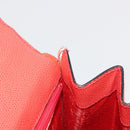 CELINE Hand Bag Leather 2way Red Gold Auth 192995-10