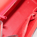 CELINE Hand Bag Leather 2way Red Gold Auth 192995-11