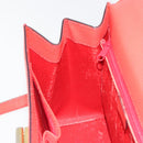 CELINE Hand Bag Leather 2way Red Gold Auth 192995-24