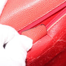 CELINE Hand Bag Leather 2way Red Gold Auth 192995-12