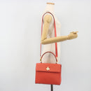 CELINE Hand Bag Leather 2way Red Gold Auth 192995-28