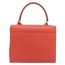 CELINE Hand Bag Leather 2way Red Gold Auth 192995-2