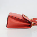CELINE Hand Bag Leather 2way Red Gold Auth 192995-3