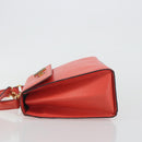 CELINE Hand Bag Leather 2way Red Gold Auth 192995-4