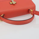 CELINE Hand Bag Leather 2way Red Gold Auth 192995-7