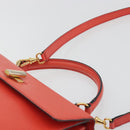 CELINE Hand Bag Leather 2way Red Gold Auth 192995-14