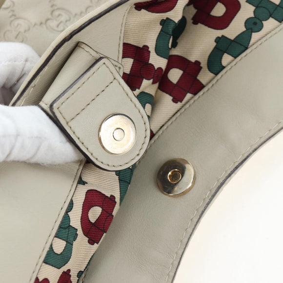 GUCCI GG Canvas Guccissima Sukey Hand Bag Leather Beige Gold 211943 Auth 192998V