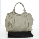 GUCCI GG Canvas Guccissima Sukey Hand Bag Leather Beige Gold 211943 Auth 192998V-25