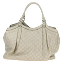 GUCCI GG Canvas Guccissima Sukey Hand Bag Leather Beige Gold 211943 Auth 192998V-3