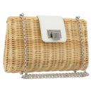 TIFFANY&Co. Chain Shoulder Bag Rattan Beige Silver Auth 193002V-1