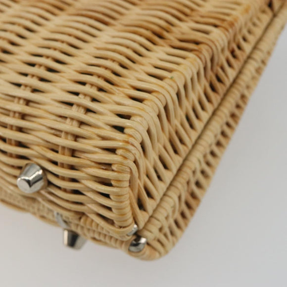 TIFFANY&Co. Chain Shoulder Bag Rattan Beige Silver Auth 193002V