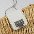 TIFFANY&Co. Chain Shoulder Bag Rattan Beige Silver Auth 193002V-17