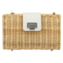 TIFFANY&Co. Chain Shoulder Bag Rattan Beige Silver Auth 193002V-13