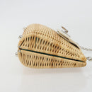 TIFFANY&Co. Chain Shoulder Bag Rattan Beige Silver Auth 193002V-3