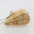 TIFFANY&Co. Chain Shoulder Bag Rattan Beige Silver Auth 193002V-4
