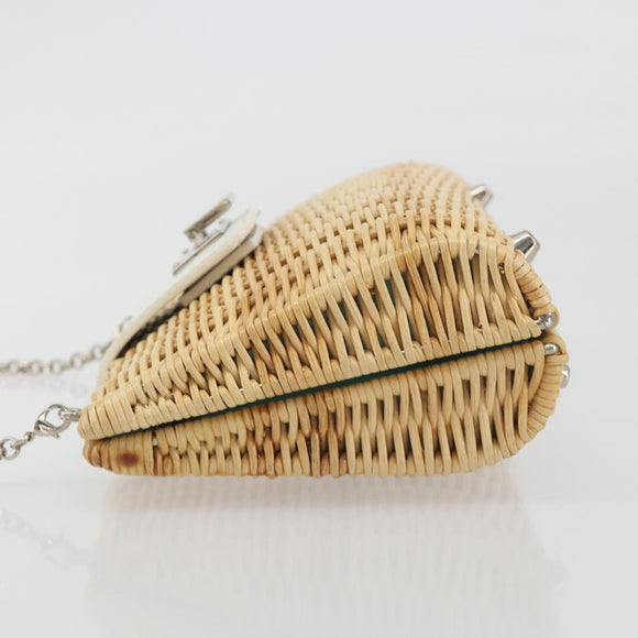 TIFFANY&Co. Chain Shoulder Bag Rattan Beige Silver Auth 193002V