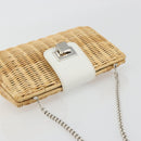 TIFFANY&Co. Chain Shoulder Bag Rattan Beige Silver Auth 193002V-6