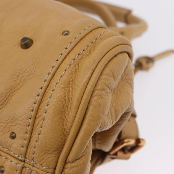 Chloe Paddington Hand Bag Leather Beige Gold Silver Auth 193003V