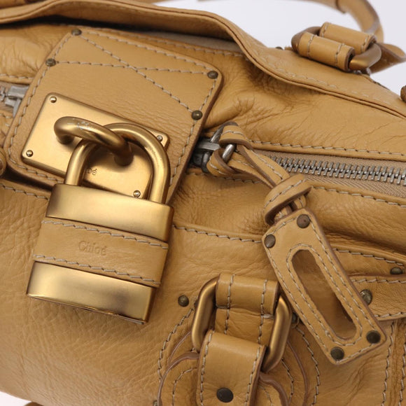 Chloe Paddington Hand Bag Leather Beige Gold Silver Auth 193003V