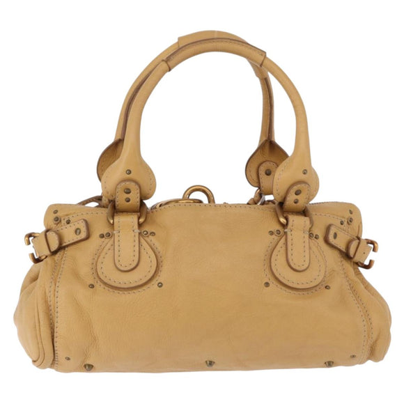 Chloe Paddington Hand Bag Leather Beige Gold Silver Auth 193003V