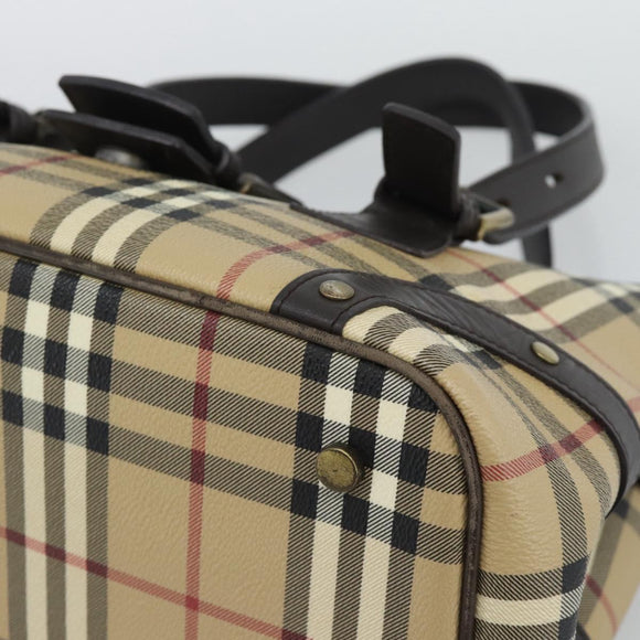 BURBERRY Nova Check Hand Bag PVC Beige Auth 193004A