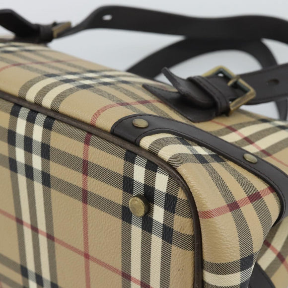 BURBERRY Nova Check Hand Bag PVC Beige Auth 193004A