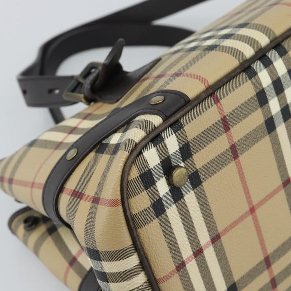 BURBERRY Nova Check Hand Bag PVC Beige Auth 193004A