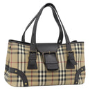 BURBERRY Nova Check Hand Bag PVC Beige Auth 193004A-1
