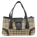 BURBERRY Nova Check Hand Bag PVC Beige Auth 193004A-2