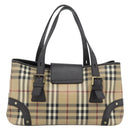 BURBERRY Nova Check Hand Bag PVC Beige Auth 193004A-3