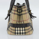 BURBERRY Nova Check Hand Bag PVC Beige Auth 193004A-4