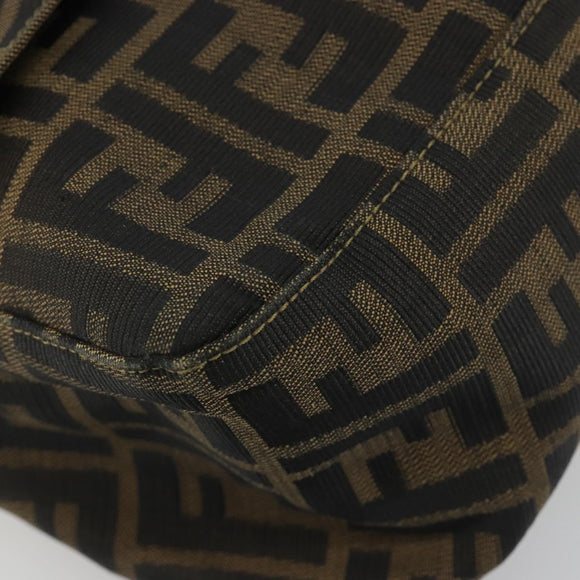 FENDI Zucca Canvas Mamma Baguette Shoulder Bag Brown Black Auth 193012V