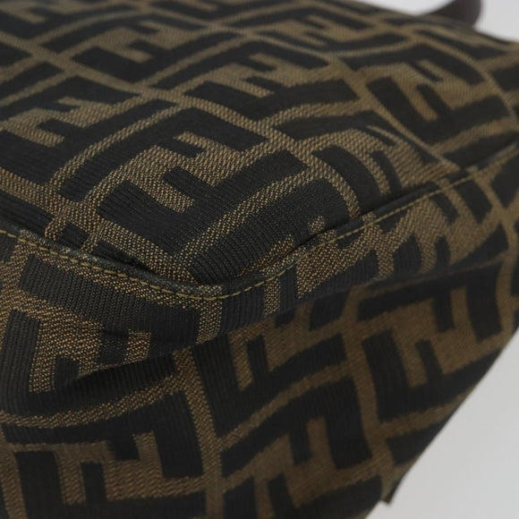 FENDI Zucca Canvas Mamma Baguette Shoulder Bag Brown Black Auth 193012V