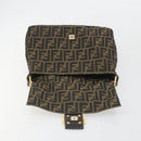 FENDI Zucca Canvas Mamma Baguette Shoulder Bag Brown Black Auth 193012V-16