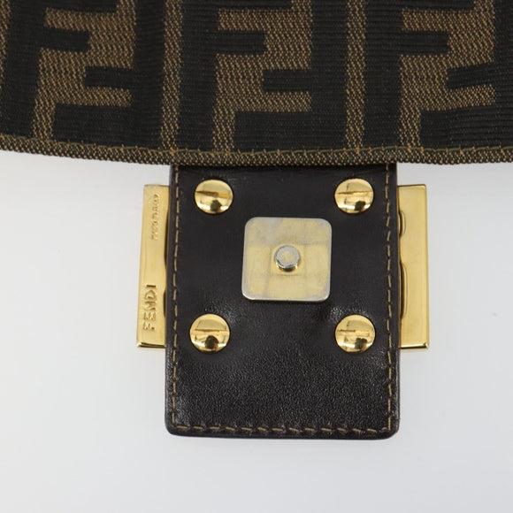 FENDI Zucca Canvas Mamma Baguette Shoulder Bag Brown Black Auth 193012V